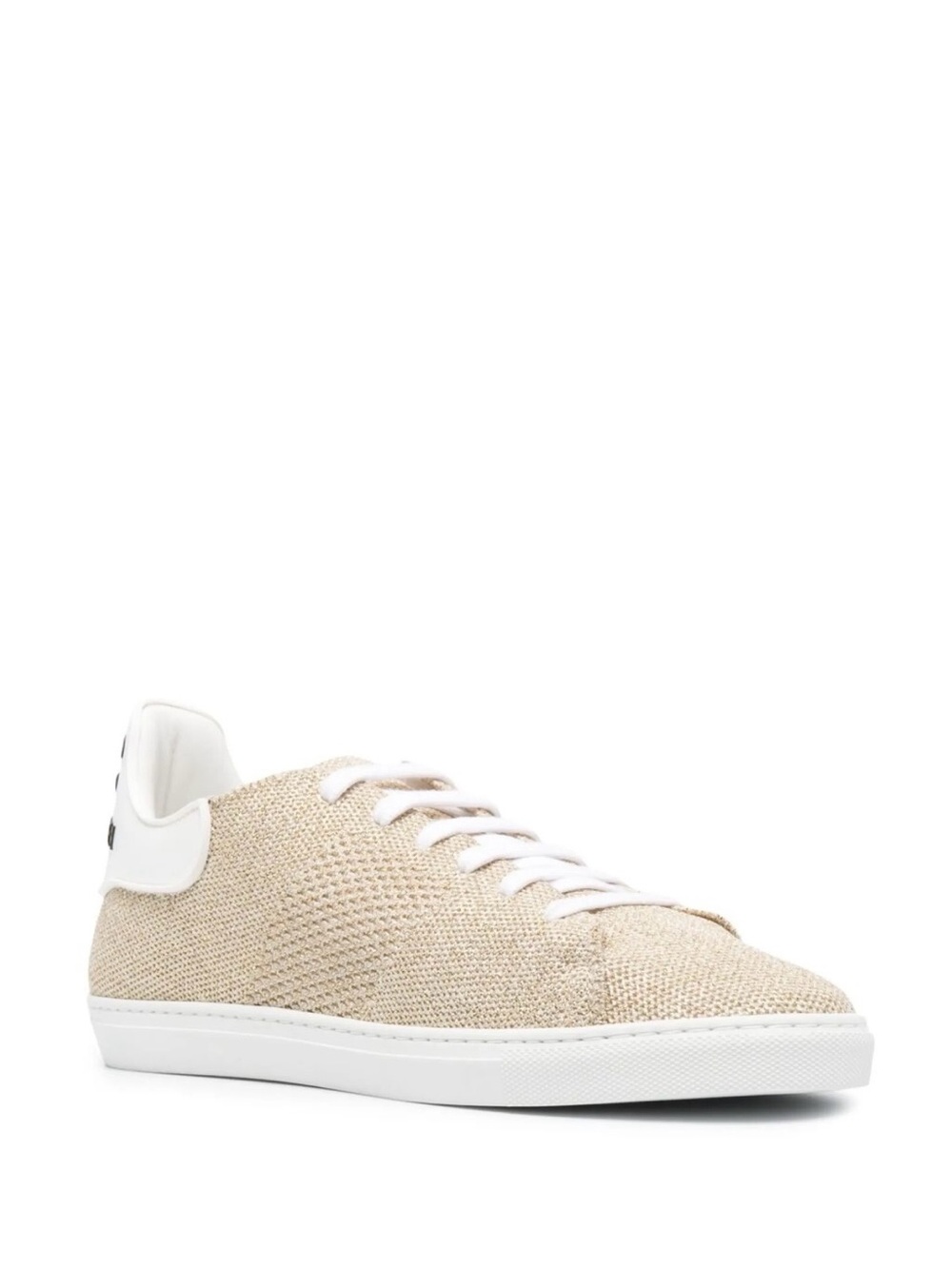 Casadei Beige Mesh Low-Top Sneakers with White Accents